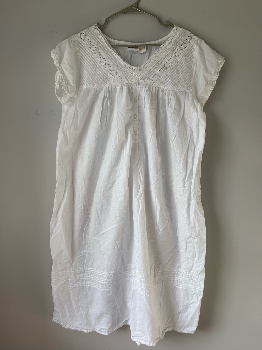 VTG COLLECTIONS ETC Cotton Eyelet Babydoll Dress MIDI MINI Dress White Size L XL